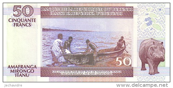 BURUNDI   50 Francs  Daté Du 01-11-2007   Pick 36g     ***** BILLET  NEUF ***** - Burundi