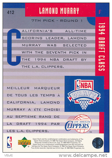 Basket NBA (1994 Draft Class) LAMOND MURRAY (n° 412) Los Angeles Clippers, Collector&acute;s Choice, Upper Deck, Trading - 1990-1999