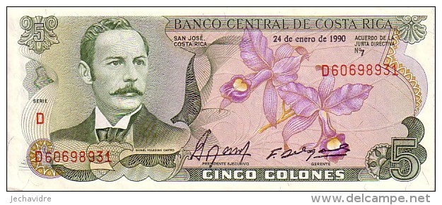 COSTA  RICA  5 Colones  Daté Du 24-01-1990   Pick 236 E     ***** BILLET  NEUF ***** - Costa Rica