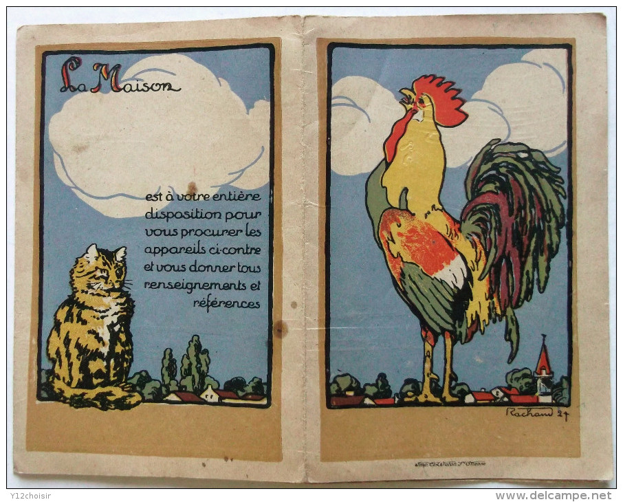 DEPLIANT PUB PUBLICITE AGRICULTURE APPAREILS ANCIENS COQ CHAT MACHINES ILLUSTR. RACHAUD 1924 - Materiaal En Toebehoren