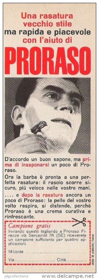 # PRORASO SHAVING CREAM, ITALY 1950s Advert Pubblicità Publicitè Reklame Crema Barba Afeitar Creme Rasage Rasierschaum - Ohne Zuordnung