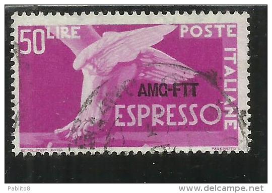 TRIESTE A 1952 AMG - FTT ITALIA ITALY OVERPRINTED DEMOCRATICA ESPRESSO LIRE 50 RUOTA III  USATO USED OBLITERE' - Express Mail