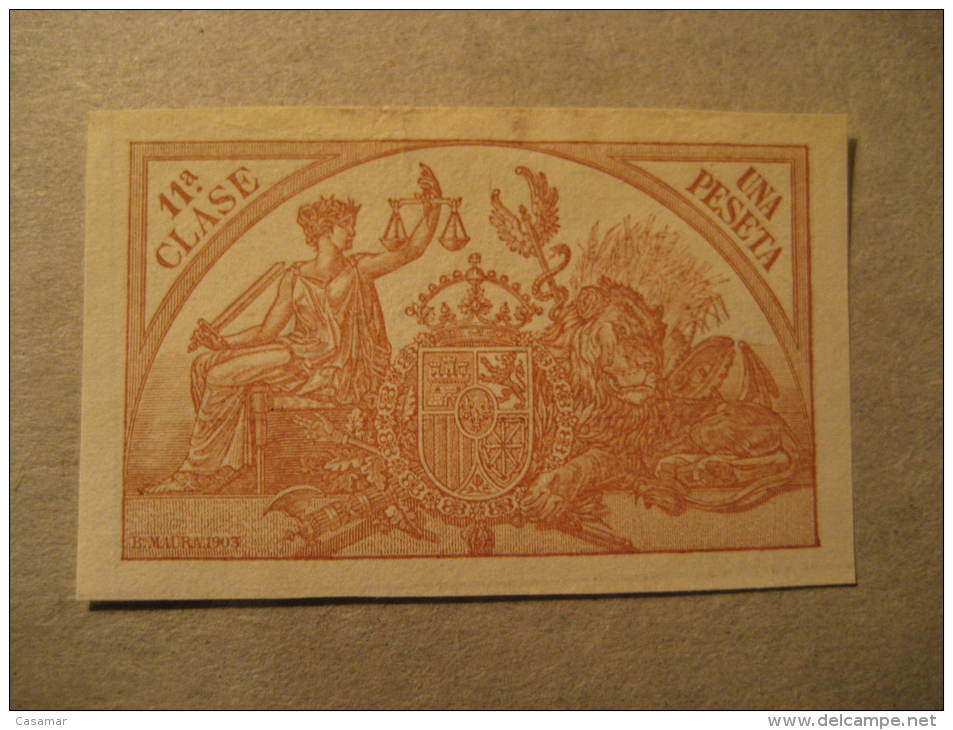 1903 1Pta 11&ordf; Clase Papel Timbrado Poliza Tasa Fiscal Oficial Tax Due Revenue Poster Stamp Label Vignette Vi&ntilde - Service