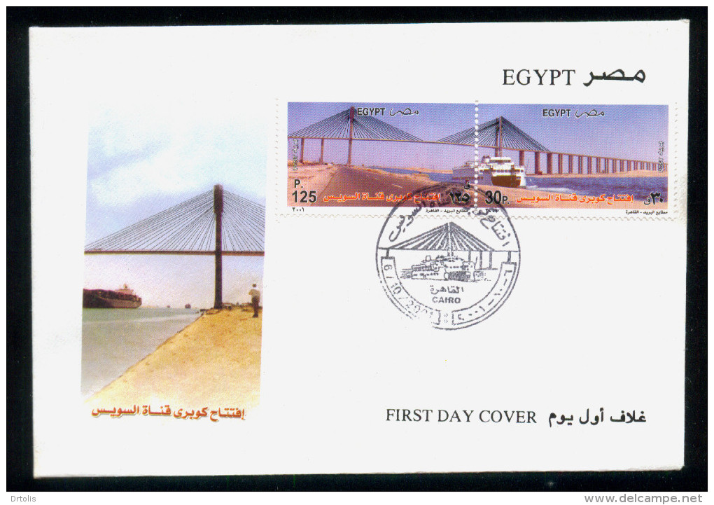 EGYPT / 2001 / JAPAN / OPENING OF SUEZ CANAL BRIDGE / FLAG / SHIP / 2 FDCs - Lettres & Documents