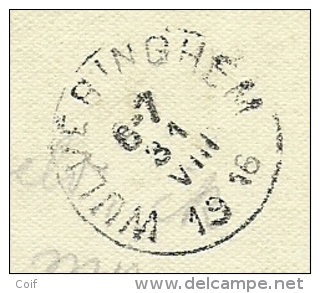 Kaart Met Stempel POSTES MILITAIRES BELGIQUE Op 29/08/1918 Met Als Aankomst Stempel WULVERINGHEM - Unbesetzte Zone