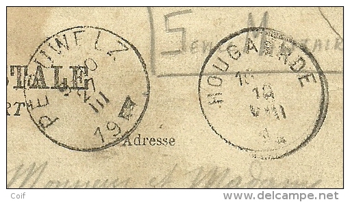 Kaart Met Stempel HOUGAARDE Op 10/8/1914 (Offensief W.O.I.) Met Als Aankomst PERUWELZ Op 27/3/15 !!!! - Unbesetzte Zone