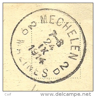 Kaart Met Stempel MECHELEN / MALINES Op 24/09/1914 (Offensief W.O.I.) - Unbesetzte Zone