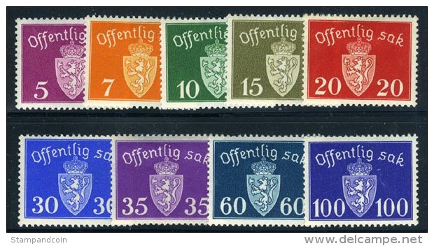 Norway O22-32 (short 2) Mint Officials From 1937-35 - Dienstmarken