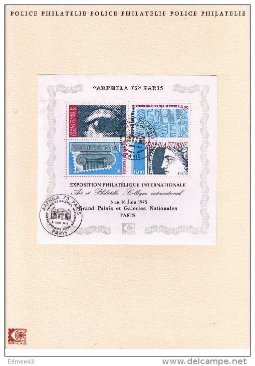 Rare Encart Philatélique Numéroté, Dépliant 8 Pages, ARPHILA, Police, Paris, 1975 - Police - Gendarmerie