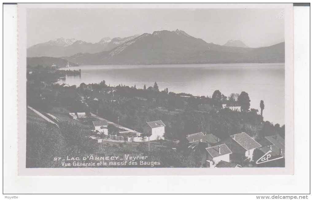 CPSM-74-LAC D'ANNECY-VEYRIER-VUE GENERALE ET LE MASSIF DES BAUGES-CAP - Veyrier