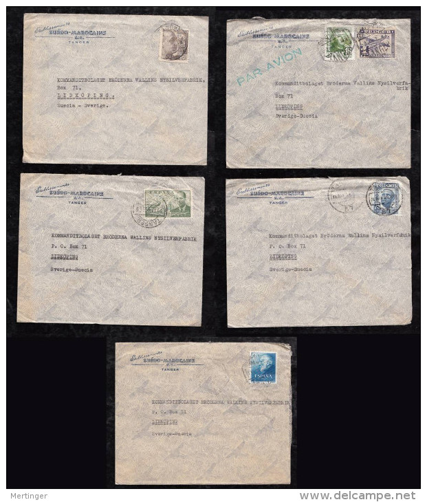 Spanien Spain TANGER 5 Airmail Covers 1951-53 To SWEDEN - Money Orders