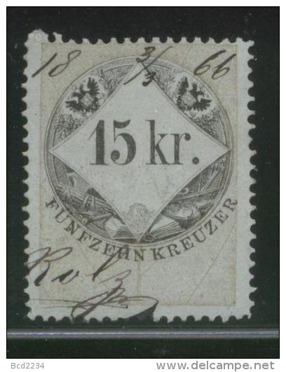 AUSTRIA 1866 REVENUE 15KR ON THICKER BLUE PAPER NO WMK PERF 12.00 X 12.00 BAREFOOT 122 (A) - Fiscale Zegels