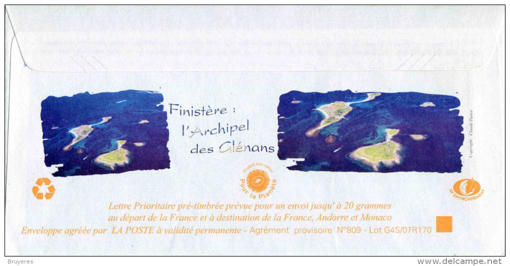 PAP Avec Timbre "Lamouche" Sur Papier Ordinaire Et Illust. "Île Vierge (29)" - Au Verso Lot G4S/07R170 - PAP: Aufdrucke/Lamouche