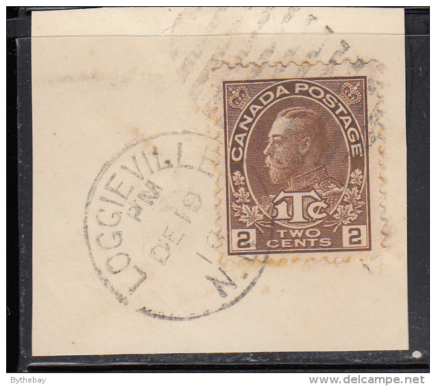 Canada Used Scott #MR4 2c + 1c Admiral On Piece, Cancel: ´Loggieville, N.B. Dec 10 16´ - Sellos De Impuesto De Guerra