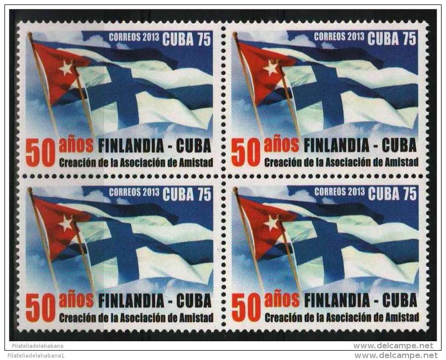 2013.10 CUBA 2013 FDC  50 ANIV CREACION DE LA ASOCIACION DE AMISTAD. FINLANDIA-CUBA. FINLAND BLOCK 4 - Neufs