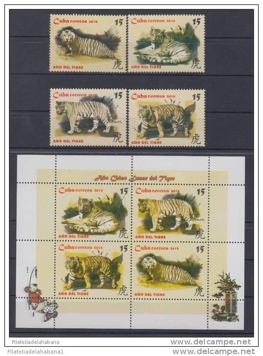 2010.57 CUBA 2010 MNH. AÑO DEL TIGRE. CHINA. SERIE COMPLETA + FORMATO. CHINA MOON YEAR TIGER - Neufs