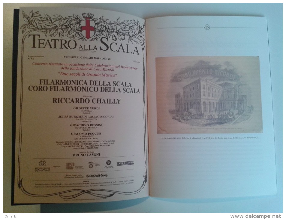 Lib253 Ricordi Teatro Alla Scala Milano, Ricordi Due Secoli Grande Musica Verdi, Rossini, Puccini Otello Tell Turandot - Film Und Musik