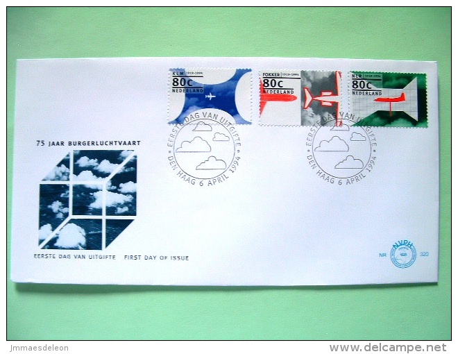 Netherlands 1994 FDC Cover - Aviation - Plane - Wind Tunnel - Clouds - Covers & Documents