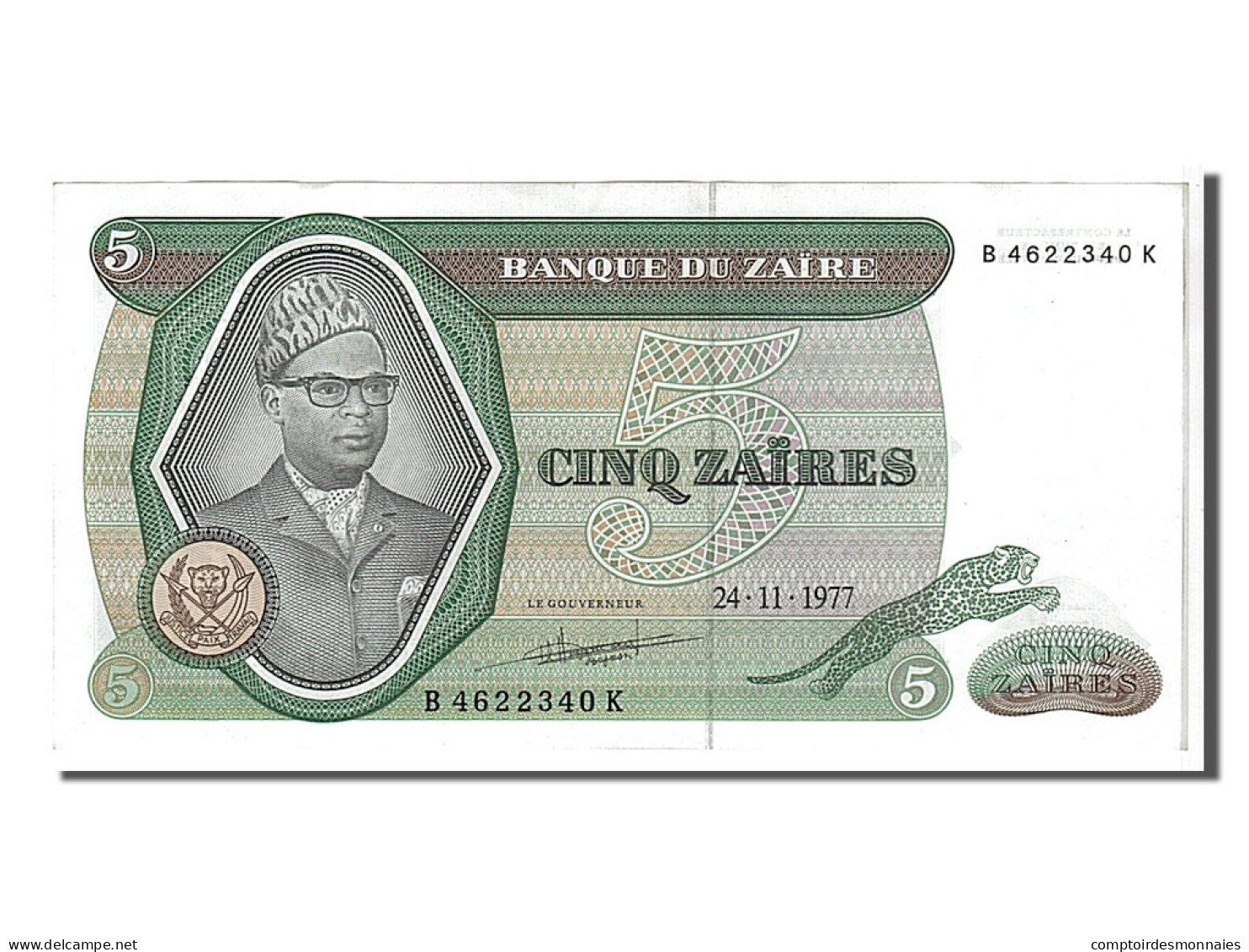 Billet, Zaïre, 5 Zaïres, 1977, KM:21b, SPL - Zaire