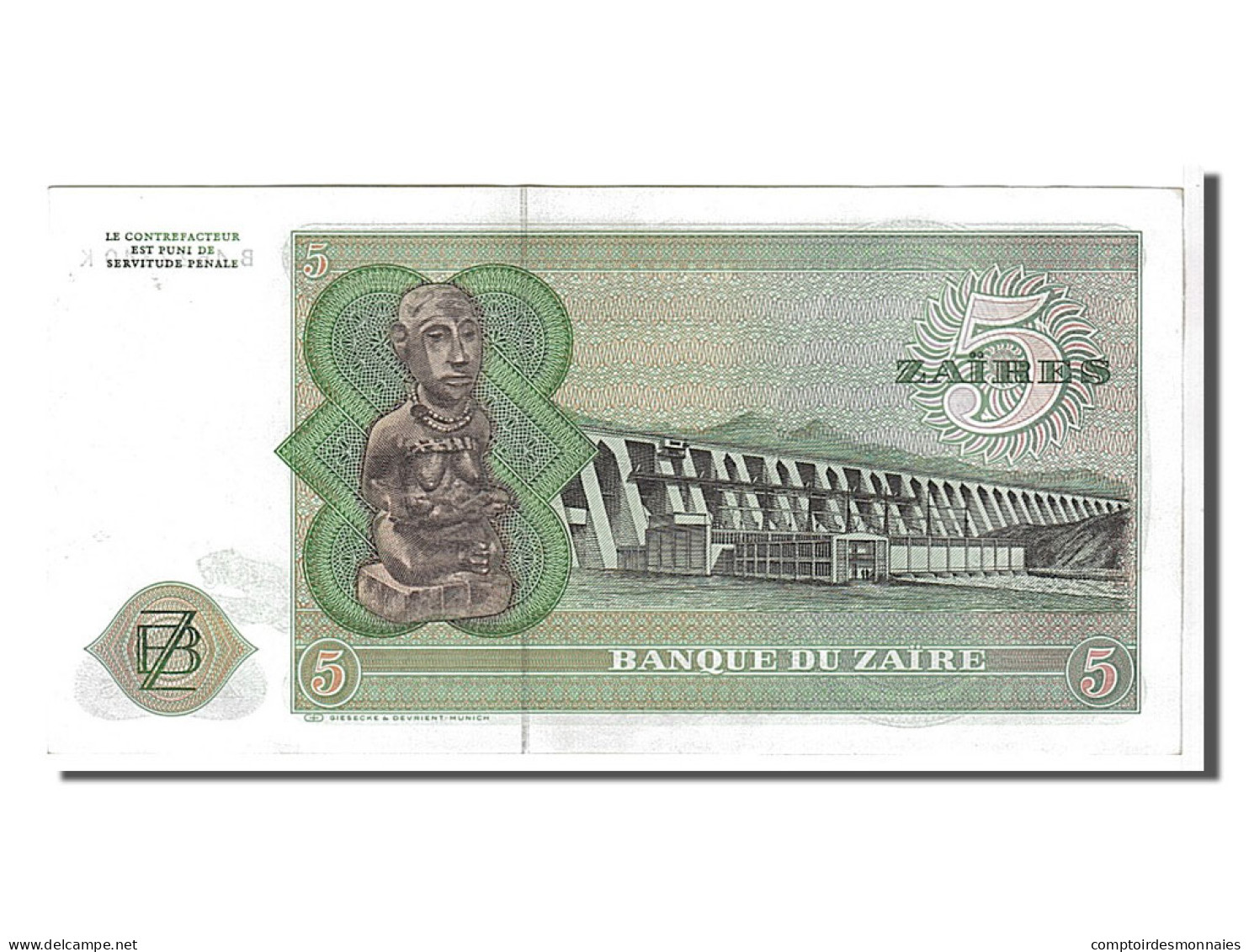 Billet, Zaïre, 5 Zaïres, 1977, KM:21b, SPL - Zaire