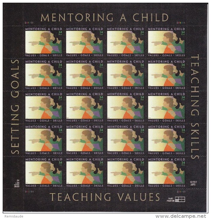 USA - 2002 - FEUILLE MiNr. 3515 ** - ENFANCE - MENTORING A CHILD - Neufs