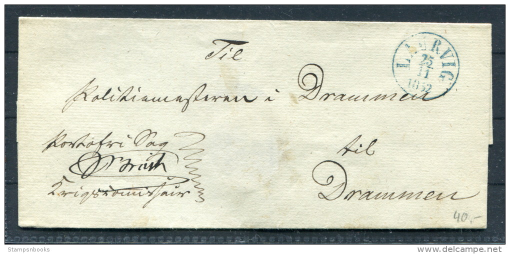 1852 Norway Laurvig - Drammen Prestamp Wrapper - ...-1855 Prephilately