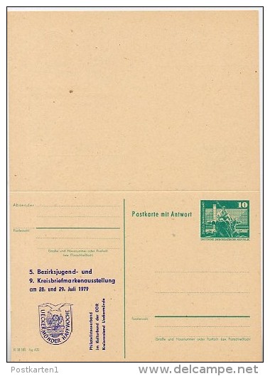 DDR P81-1b-79 C5-b  Postkarte Mit Antwort PRIVATER ZUDRUCK Haffwoche Ueckermünde 1979 - Cartes Postales Privées - Neuves