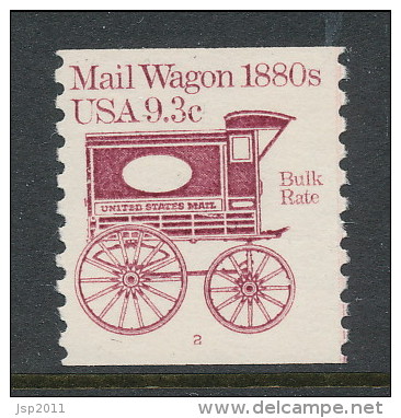 USA 1981 Scott # 1903. Transportation Issue: Mail Wagon 1880s, MNH (**). Single With P# 2 - Rollenmarken (Plattennummern)