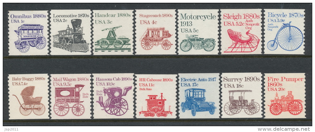 USA 1981-1884 Scott # 1897-1908. Transportation Issue: Set Of 14, MNH (**) - Coils & Coil Singles