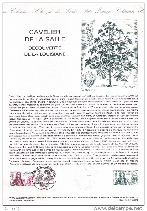 Joli Lot De 3 Documents Philatéliques Premier Jour, Cavelier De La Salle, Découverte De La Louisiane (1682), 1982 - Explorers