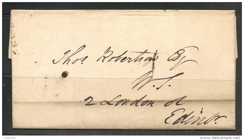 UK -  1833 ENTIRE COVER - EDINBURGH - Rare !! Cancel # 20 Intended Side Type ´8 OCLK AM´ And  # 6 Coded Type -w/ Letter - ...-1840 Prephilately