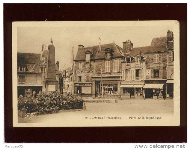 56 Locminé Place De La République édit. Artaud N° 12 Monument Aux Morts , Café De L'univers Horlogerie Le Gal , épicerie - Locmine