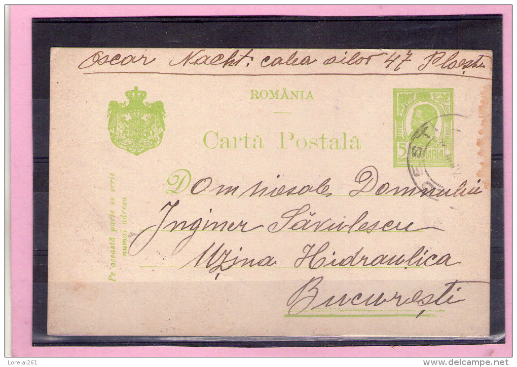 CARTA POSTALA / CAROL I  - Circulata 1913 Cu Francatura BUCURESTI - Covers & Documents