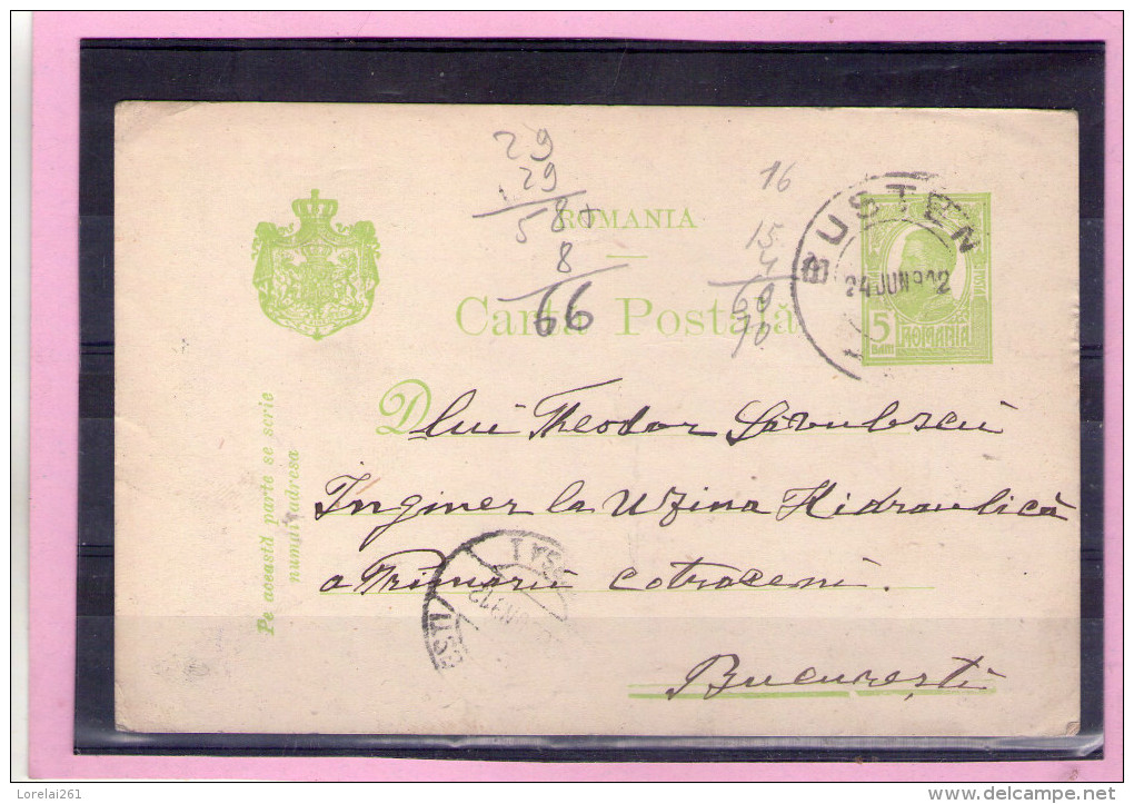 CARTA POSTALA / CAROL I  - Circulata 1912  Cu Francatura BUSTENI - Storia Postale