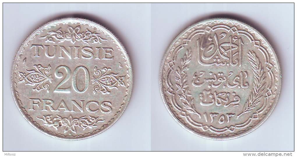 Tunisia 20 Francs 1934 - Tunisie