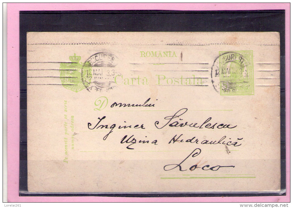 CARTA POSTALA / CAROL I  - Circulata 1913  Cu Francatura BUCURESTI - Storia Postale