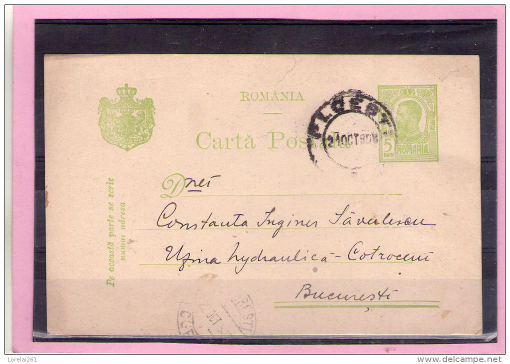 CARTA POSTALA / CAROL I  - Circulata 1908  Cu Francatura BUCURESTI / PLOIESTI - Storia Postale