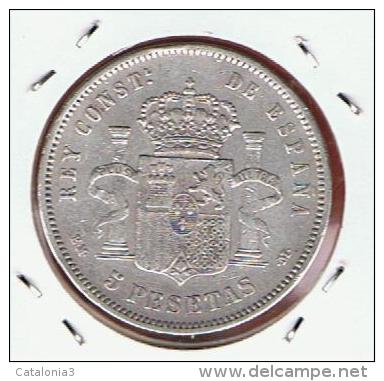 ESPAÑA   -  5 Pesetas  1879* 8 - 79     PLATA  Golpe Canto - First Minting