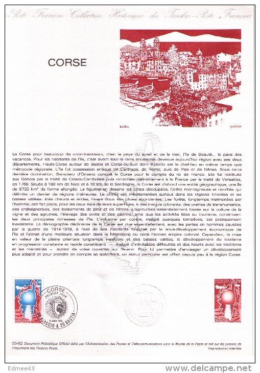 Document Philatélique Officiel, Corse, Bastia, Ajaccio, 1983 - Inseln