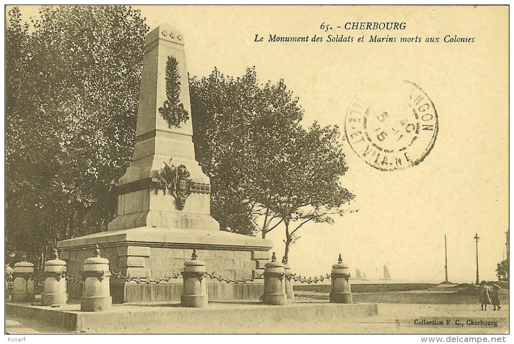 CP De CHERBOURG " Le Monument De Soldats ... " Cachet POSTES MILITAIRES BELGES . - Army