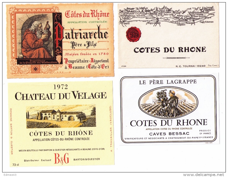 Lot De 9 Jolies étiquettes Côtes-du-Rhône - Côtes Du Rhône