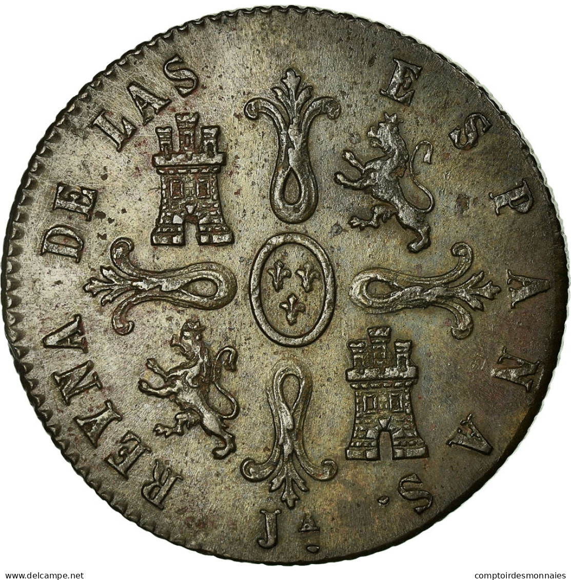 Monnaie, Espagne, Isabel II, 8 Maravedis, 1848, Jubia, SUP, Cuivre, KM:531.2 - First Minting