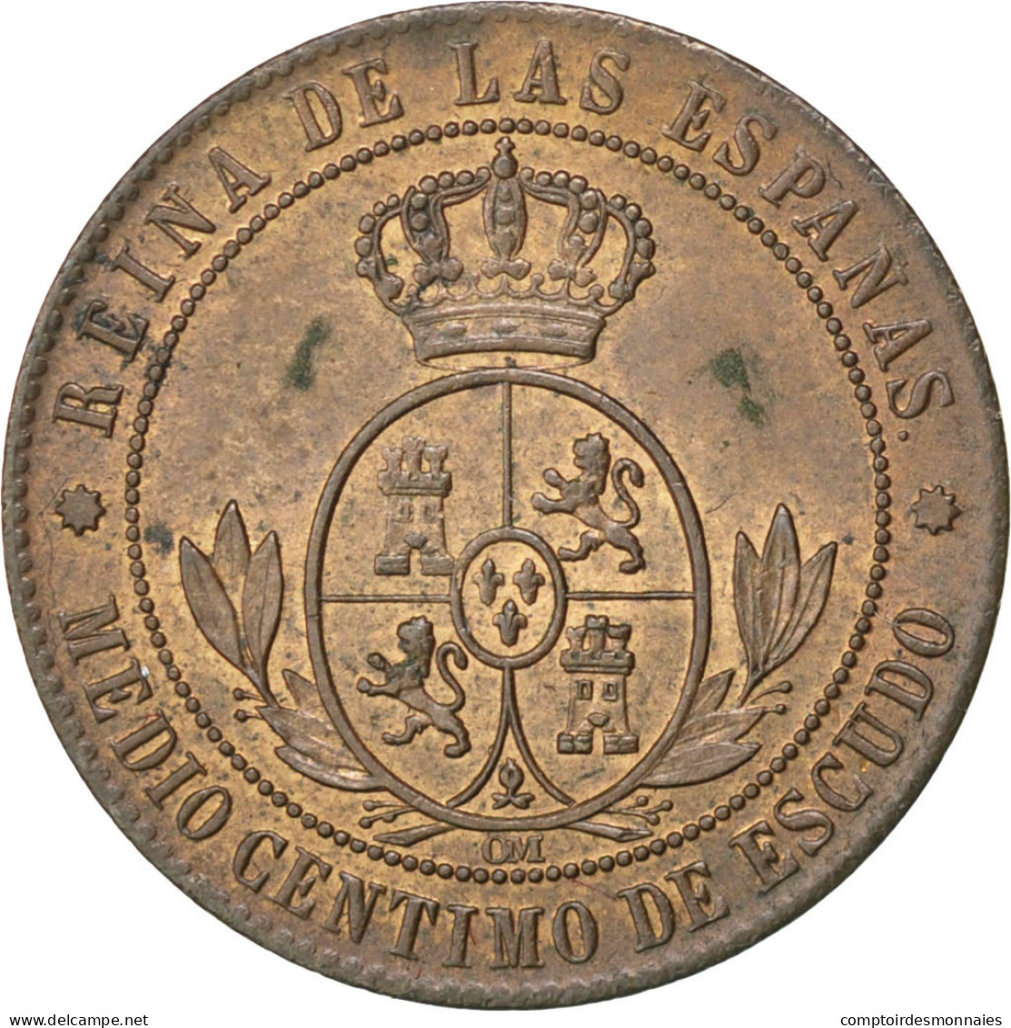 Monnaie, Espagne, Isabel II, 1/2 Centimo, 1867, Barcelone, SUP, Cuivre, KM:632.1 - Primeras Acuñaciones