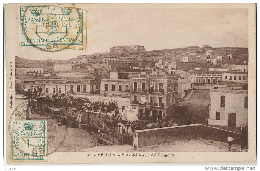 Melilla 21 Vista Del Barrio Del Poligono  Collection Etoile Photo Albert Alger 3 Estampillas Pero No Circulado - Melilla