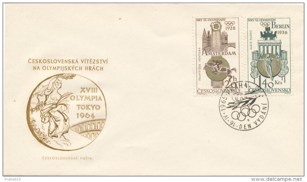 Czechoslovakia / First Day Cover (1965/06 A), Praha (a): Olympic Games - Amsterdam 1928 (Frantisek Ventura) - Sommer 1928: Amsterdam