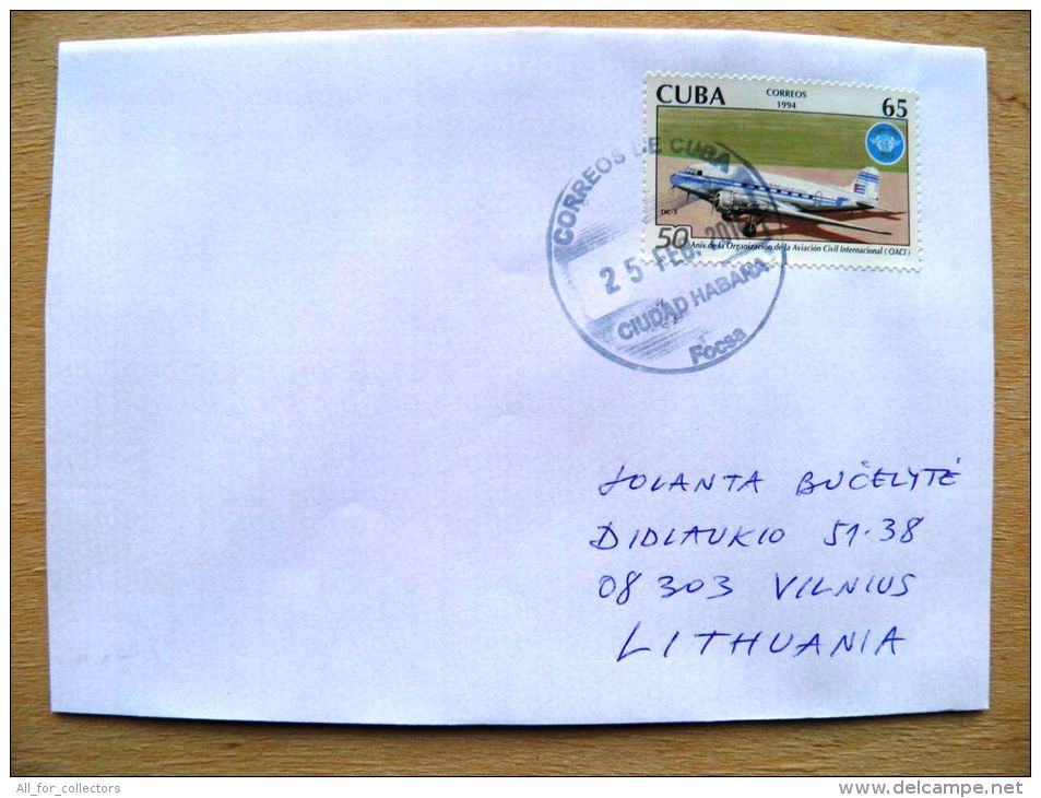 Postal Used Cover Sent  To Lithuania, Plane Avion 1994 Oaci - Brieven En Documenten