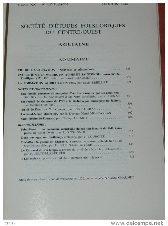 AGUIAINE ET SUBIET TOME 20  / ANNEE COMPLETE 1988 /  PONTAILLAC / ANGLES / BOURG CHARENTE / CHERVE - Poitou-Charentes