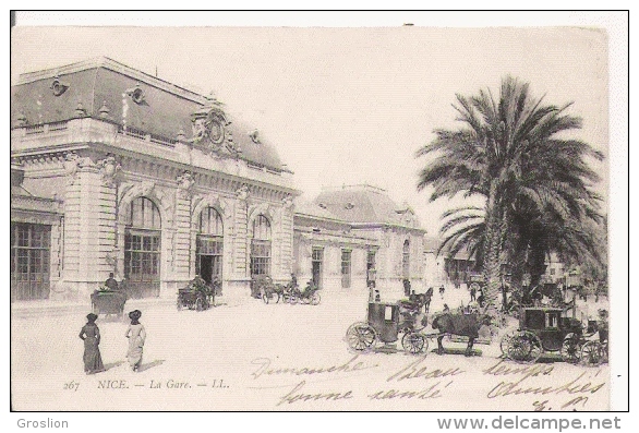 NICE  267 LA GARE  (DILIGENCES  PP) 1904 - Transport Ferroviaire - Gare