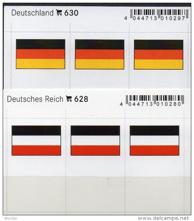 2x3 In Farbe Flaggen-Sticker DR+BRD 7€ Zur Kennzeichnung Alben Karten Sammlungen LINDNER # 628+630 Flags Germany 3.Reich - Sable
