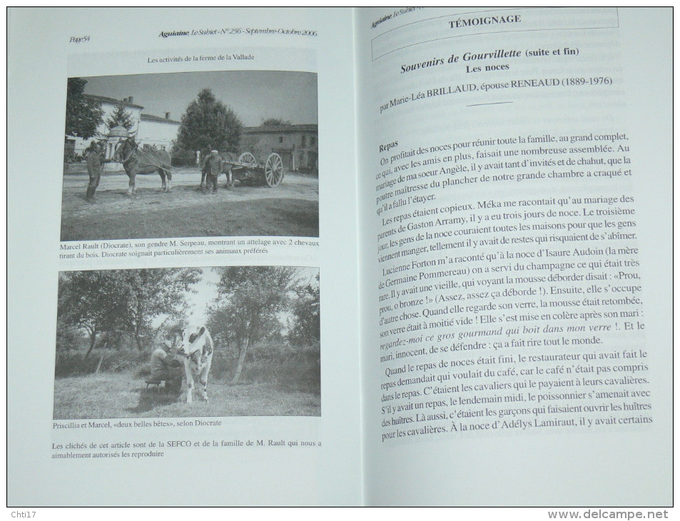 AGUIAINE ET SUBIET TOME 38  / ANNEE  2006  N°1 N°4  N°5  N°6 /  LA VALLADE / CHAUVIGNY / ESSE CLOCHER / REPARSAC /